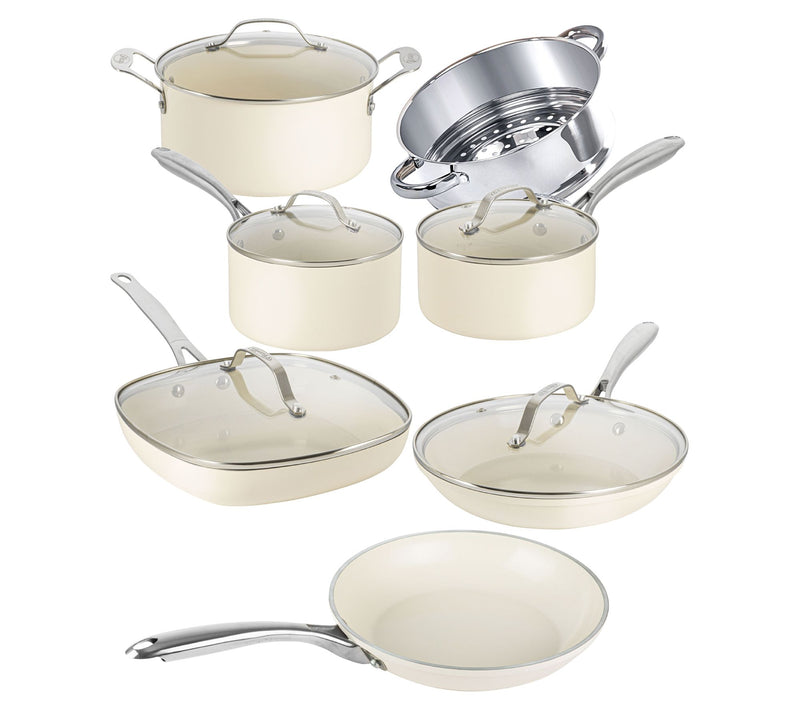 Gotham Steel Cream 12 Piece Nonstick Ceramic Cookware Set — Main view