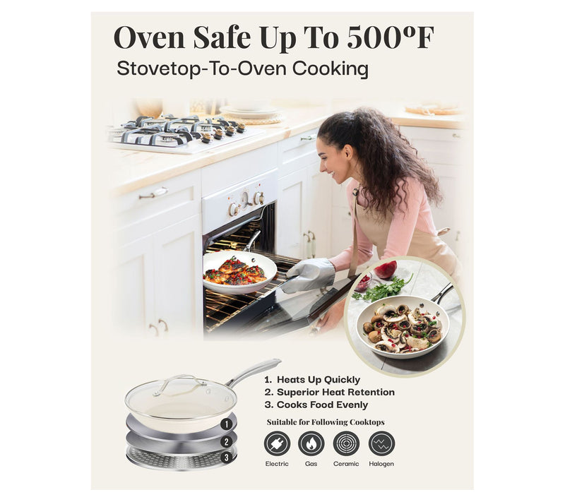 Gotham Steel Cream 12 Piece Nonstick Ceramic Cookware Set — View 7