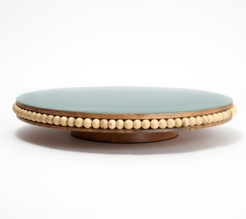 Temp-tations Woodland Beaded Acacia Lazy Susan w/ Decal Print — View 8