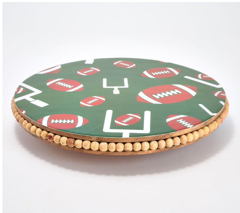 Temp-tations Seasonal Beaded Acacia Lazy Susan w/ Decal Print — Main view