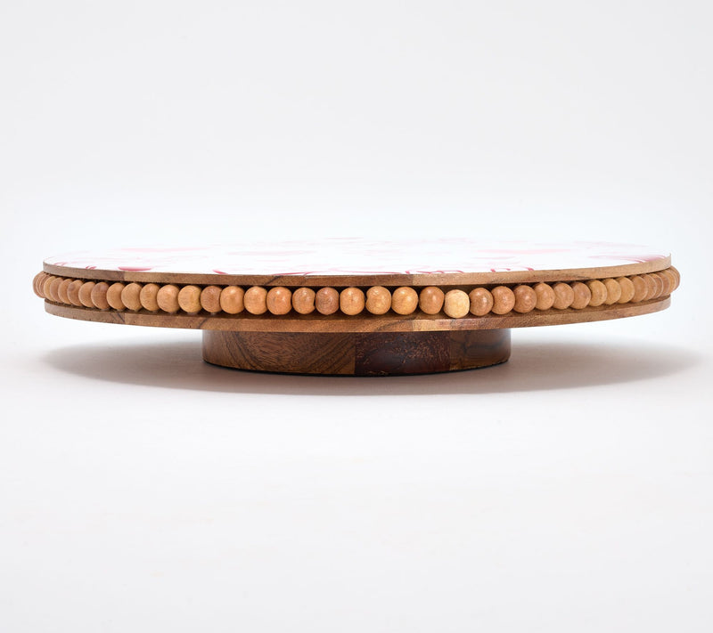 Temp-tations Seasonal Beaded Acacia Lazy Susan w/ Decal Print — View 6