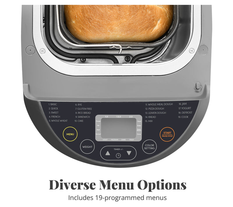 Elite Cuisine 2-lb Programmable Bread Machine with 19 Presets — View 6