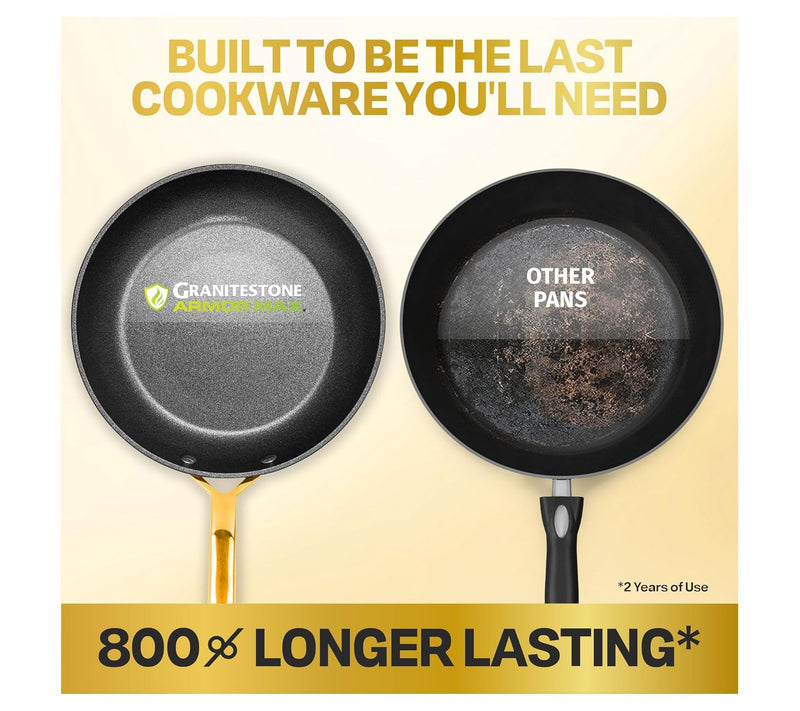 Granitestone Armor Max Gold 10' Hard Anodized Nnstick Fry Pan — View 4