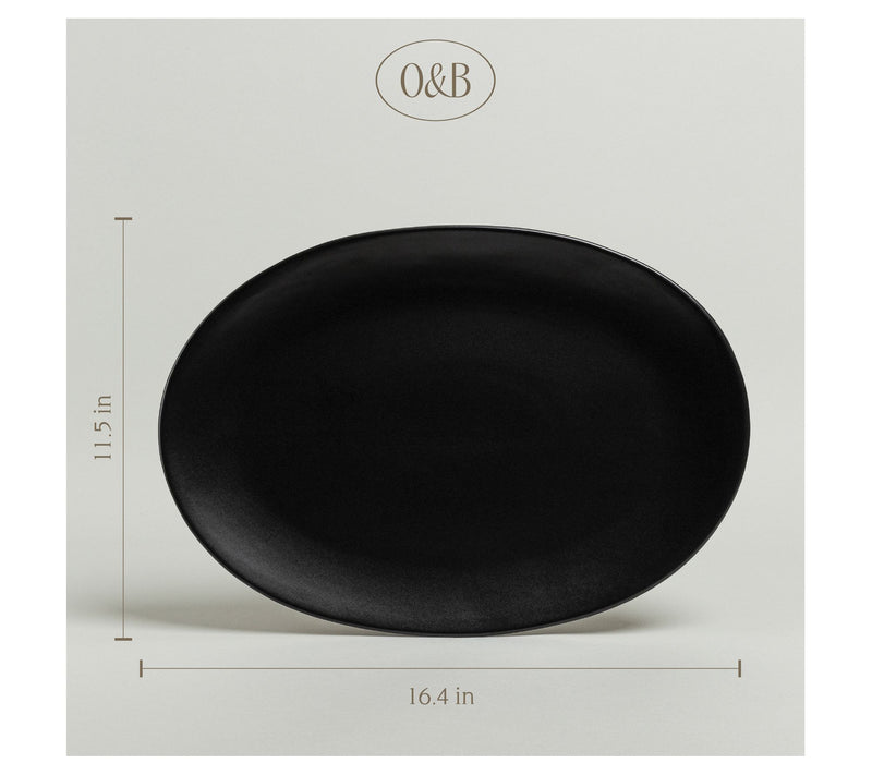 over&back Coupe Semi Matte Stoneware Oval Serving Platter — View 11