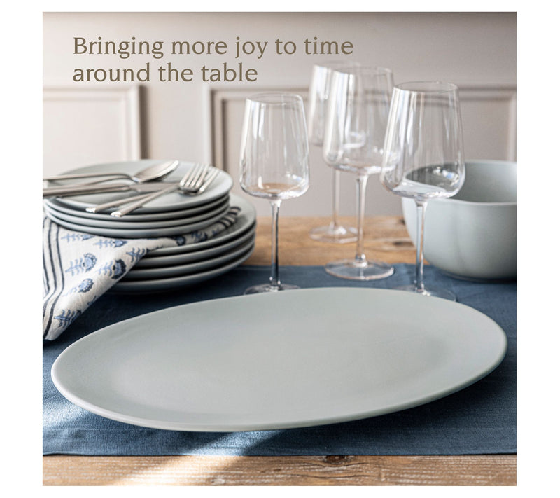 over&back Coupe Semi Matte Stoneware Oval Serving Platter — View 12