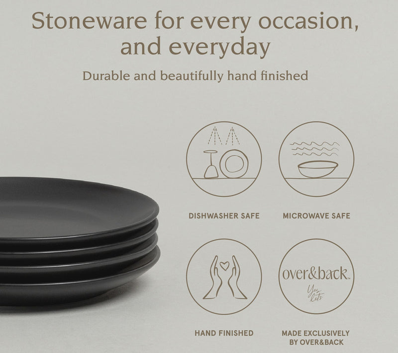 over&back Coupe 6.3" Semi-Matte Stoneware App Plates, Set of 4 — View 11