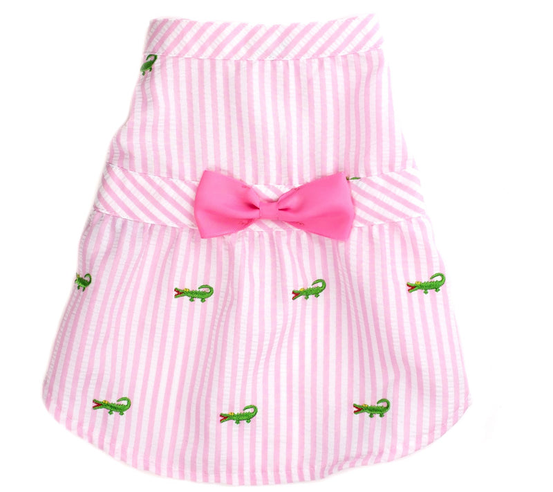 The Worthy Dog Pink Stripe Alligator Dress — Main view