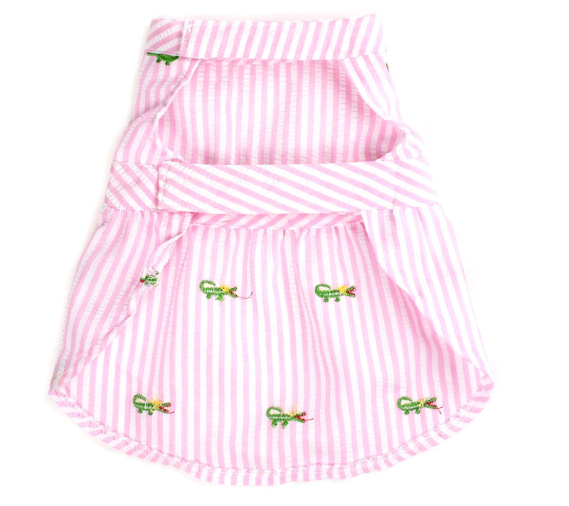 The Worthy Dog Pink Stripe Alligator Dress — View 4