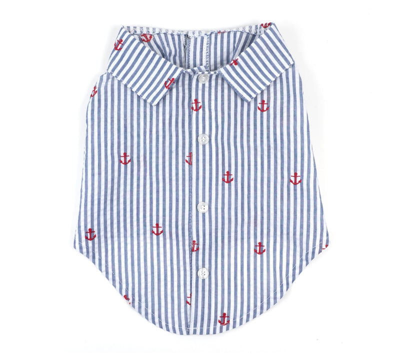 The Worthy Dog Navy Stripe Anchor Shirt — View 3