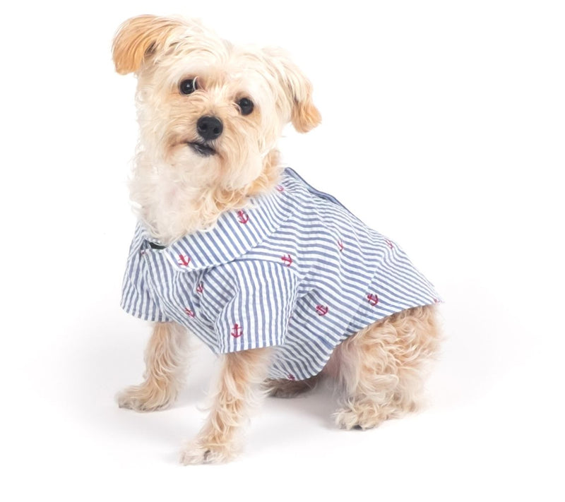 The Worthy Dog Navy Stripe Anchor Shirt — View 4