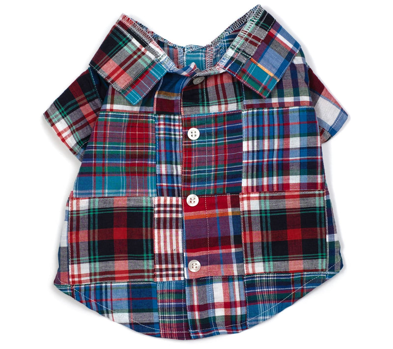 The Worthy Dog Blue Multi Patch Madras Shirt — View 3