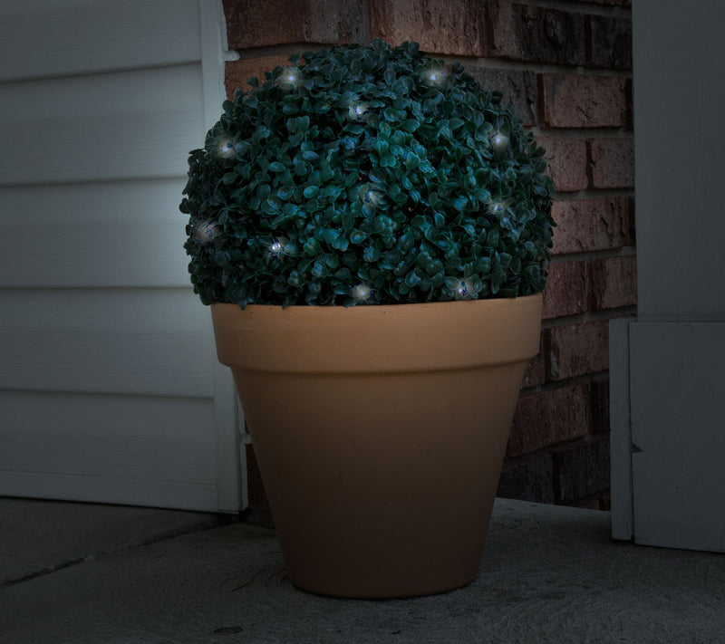 Hastings Home Solar Powered LED Pre-lit Faux Boxwood — View 2