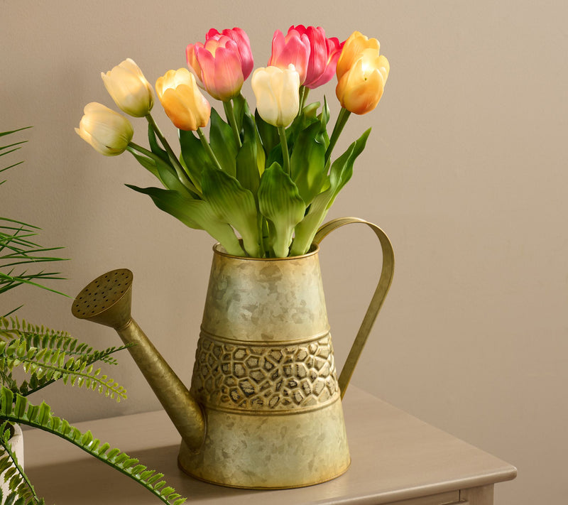 Barbara King Illuminated Tulips With Watering Can Base — View 7