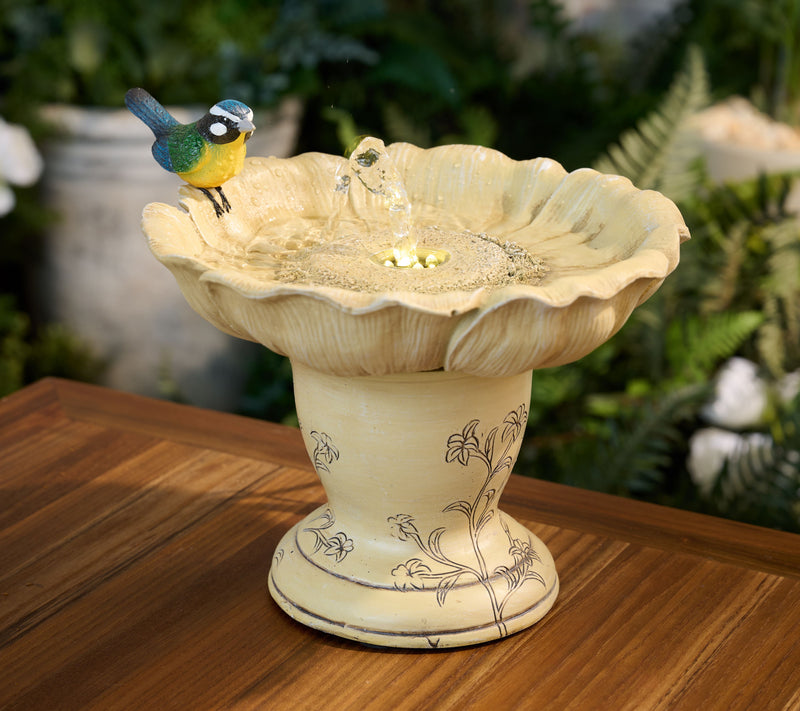 Barbara King Illuminated Flower Shaped Low Birdbath Bubbler — View 3