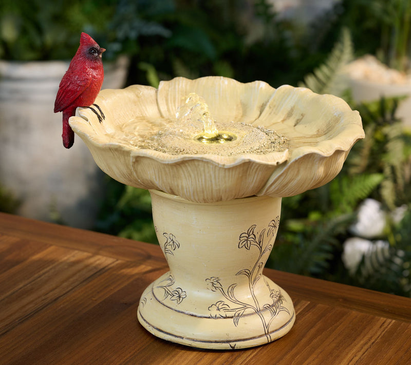 Barbara King Illuminated Flower Shaped Low Birdbath Bubbler — View 5
