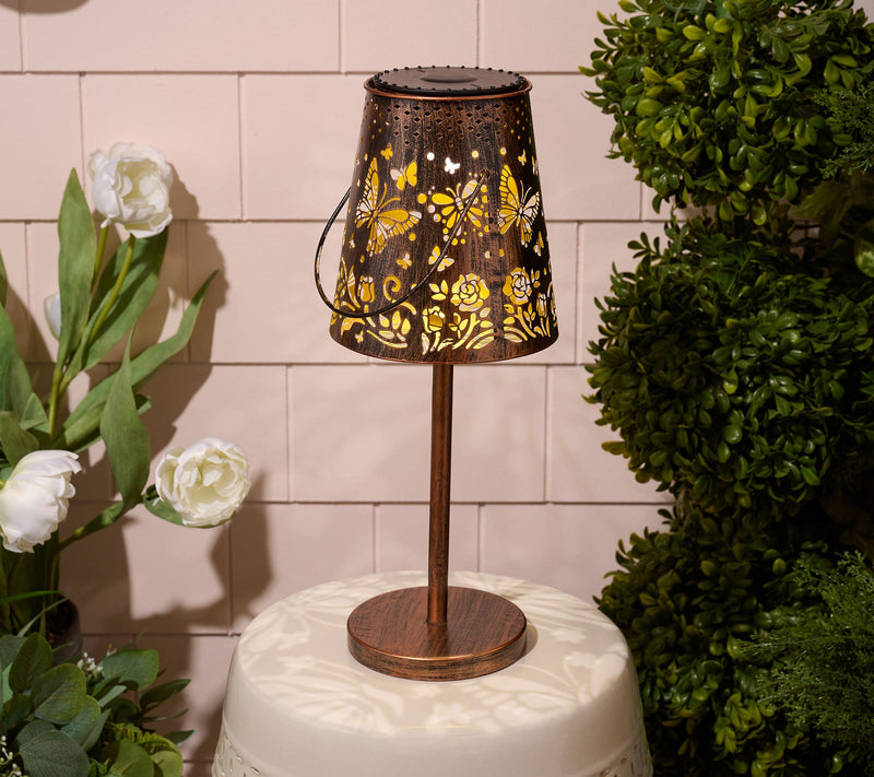 Barbara King Illuminated Metal Outdoor Table Light With Handle — View 7