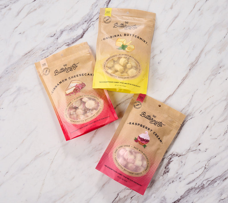 Buttermints (3) 4oz Bags Handcrafted Soft Mints Variety Pack — View 2