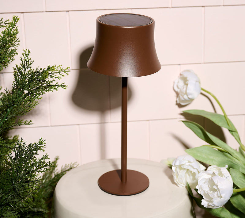 SecureBrite 13" Solar Indoor/Outdoor Lamp with Metal Shade — View 3