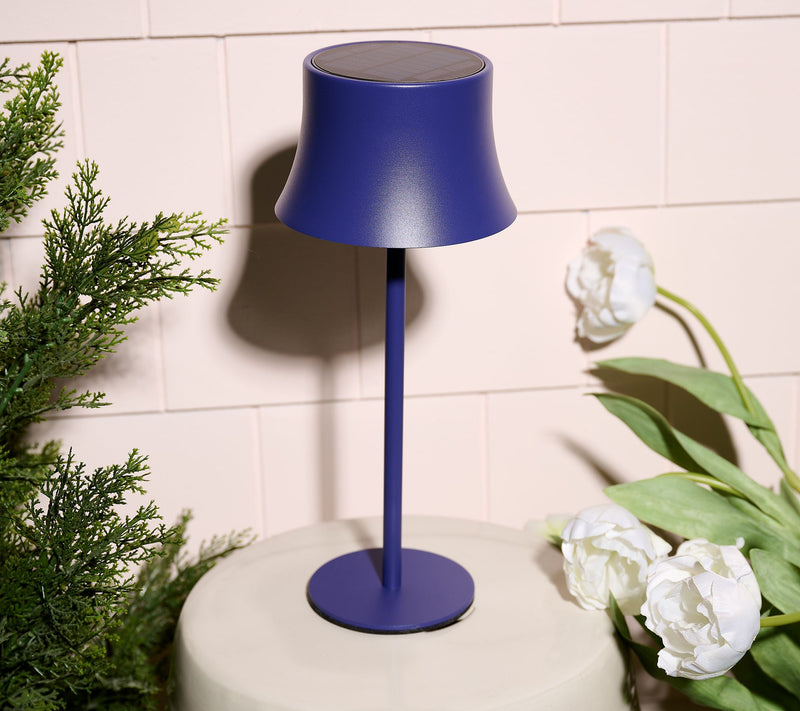 SecureBrite 13" Solar Indoor/Outdoor Lamp with Metal Shade — View 5