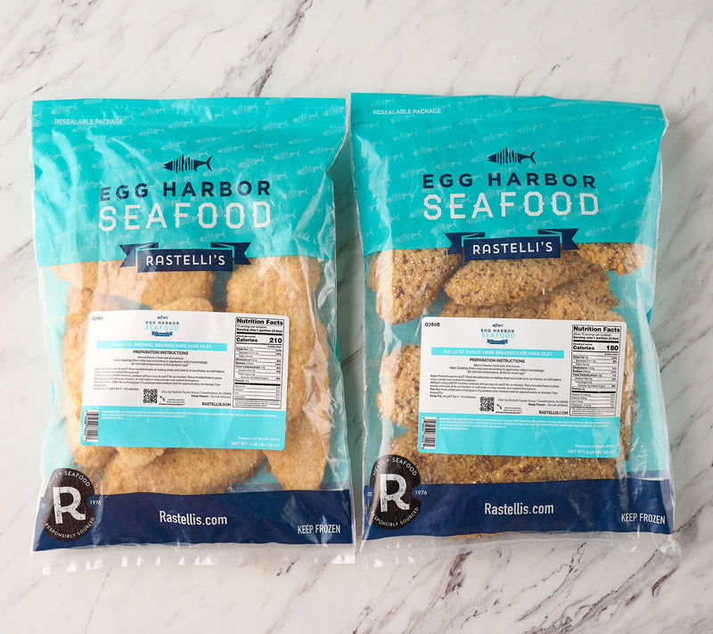 Egg Harbor (20) 3-oz Original or Garlic Herb Breaded Cape Hake Filet — View 2