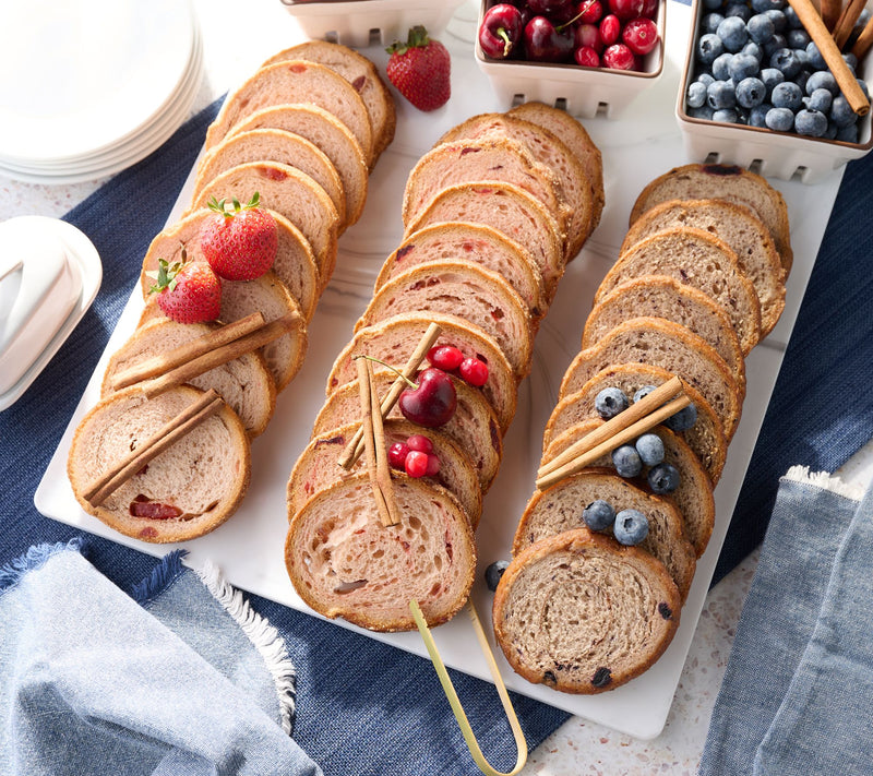 Jenny Lee (6) 9oz Triple Berry Cinnamon Swirl Demi Loaves w/ Tongs — Main view