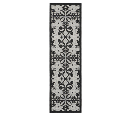 Nourison Home Modern Demask Print Indoor/ Outdoor 2'2" x 7'6" Rug