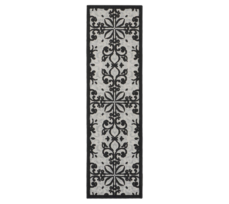Nourison Home Modern Demask Print Indoor/ Outdoor 2'2" x 7'6" Rug — Main view