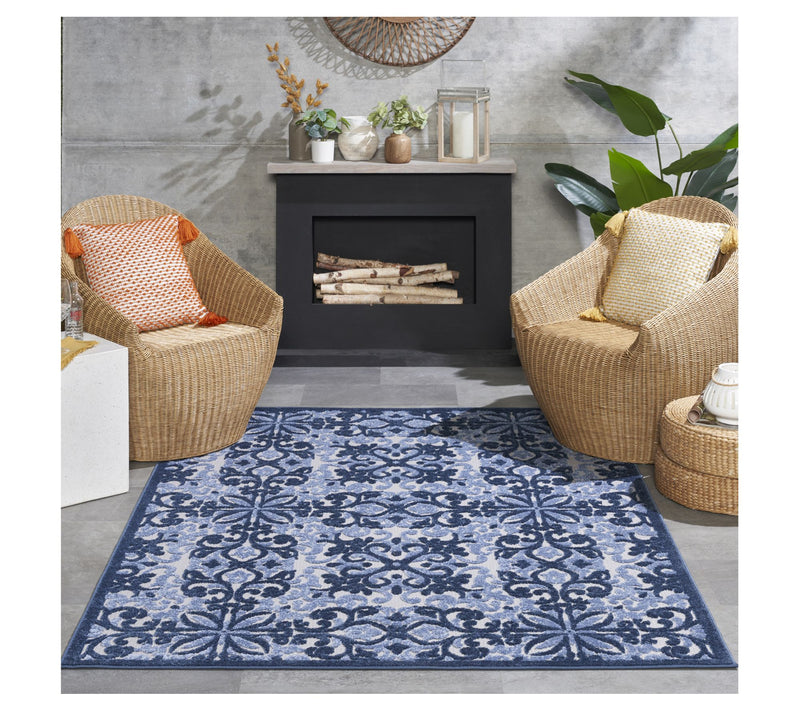 Nourison Home Modern Demask Print Indoor/ Outdoor 5'3" x 7' Rug — View 11