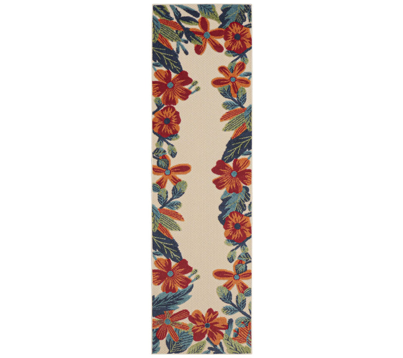 Nourison Home Modern Floral Border Indoor/ Outdoor 2.2 x 7.6 Rug — View 5