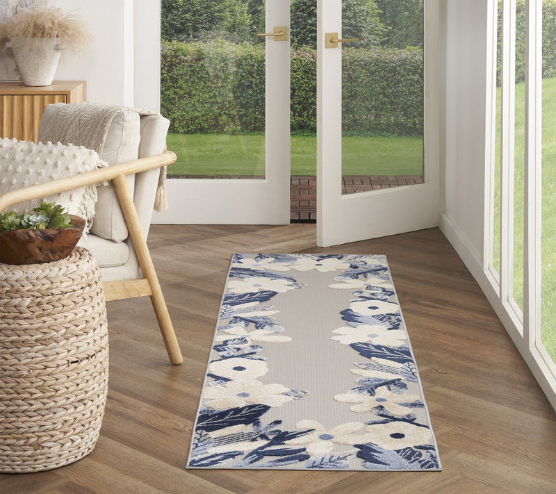 Nourison Home Modern Floral Border Indoor/ Outdoor 2.2 x 7.6 Rug — View 6