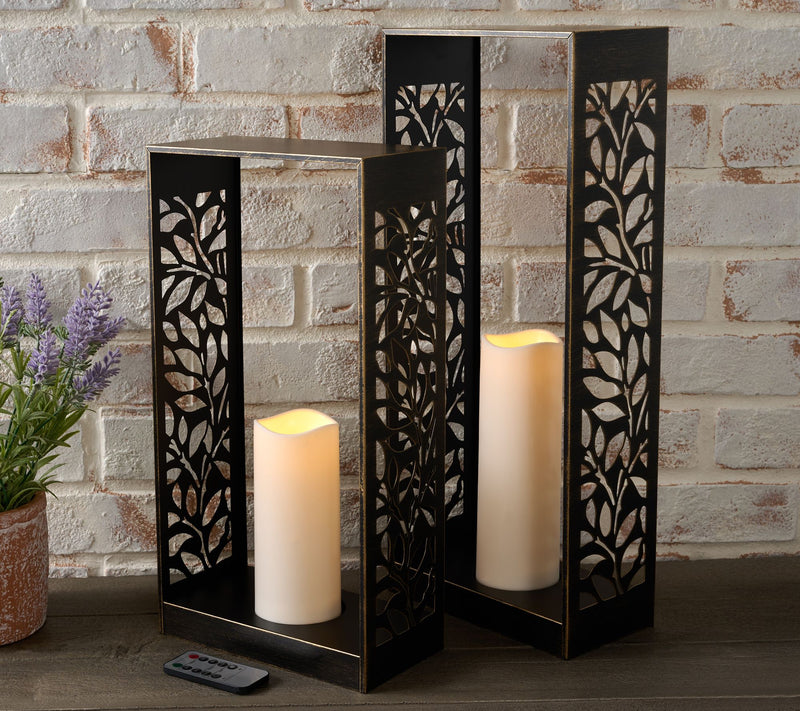 "As Is" Garden Reflections Set of 2 Metal Lanterns w/ Candles — View 10