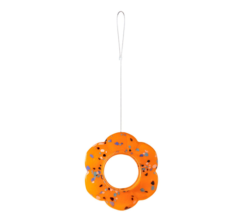 "As Is" Plow & Hearth Art Glass Flower Shaped Hanging Bird Feeder — View 10