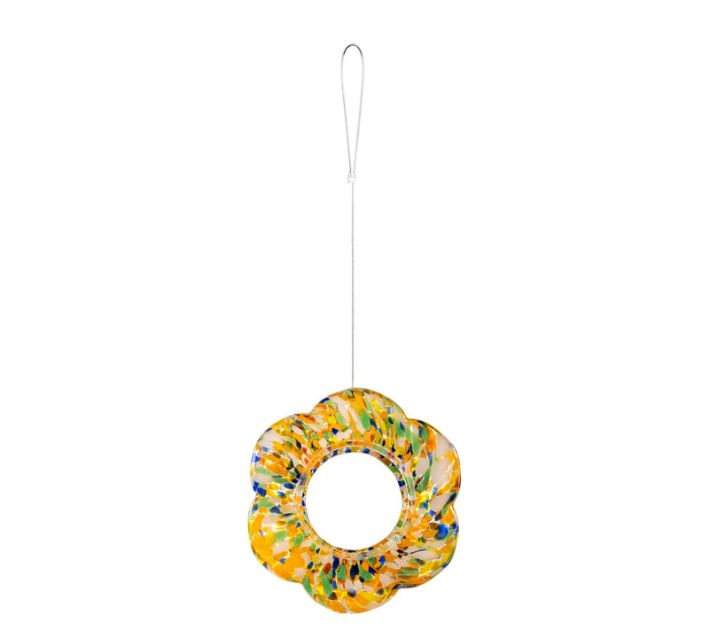"As Is" Plow & Hearth Art Glass Flower Shaped Hanging Bird Feeder — View 11