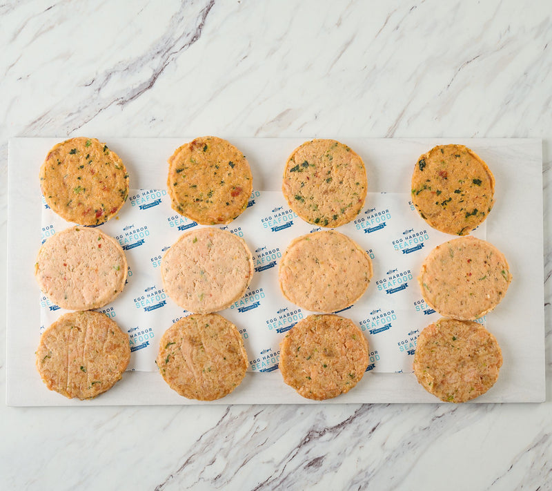 Egg Harbor (12) 4oz Original or Bacon Cheddar Salmon Burgers — View 4