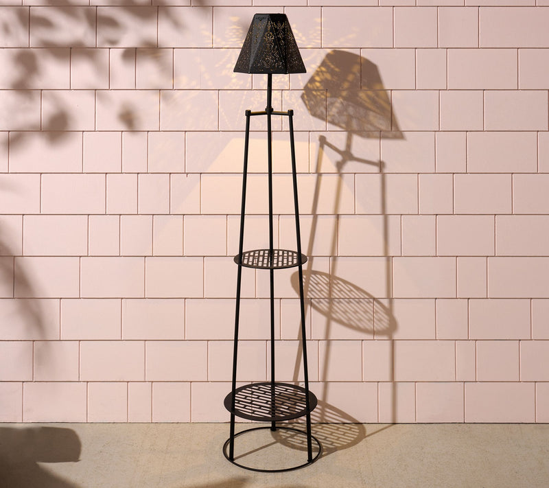 "As Is" Garden Reflections Outdoor Solar Floor Lamp Plant Stand — View 6