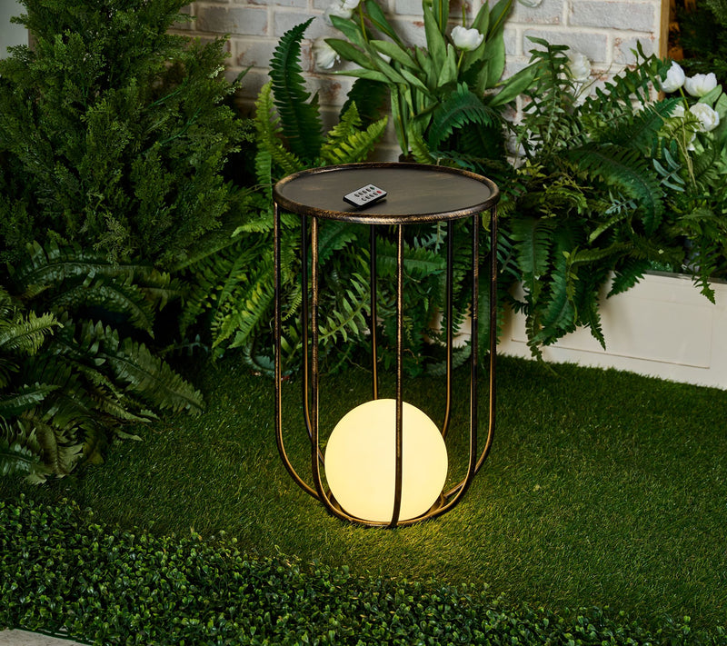 "As Is" Garden Reflections Metal Plant Stand with LED Ball Light — View 8