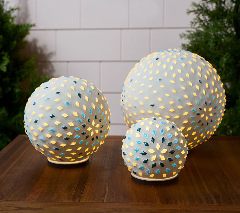 "As Is" Lightscapes S/3 Illuminated Mosaic Garden Spheres — Main view