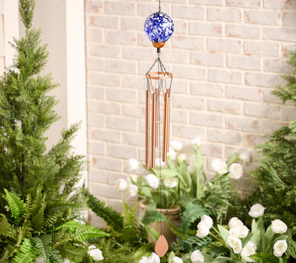 "As Is" Garden Reflections 30" Windchime with Art Glass Sphere