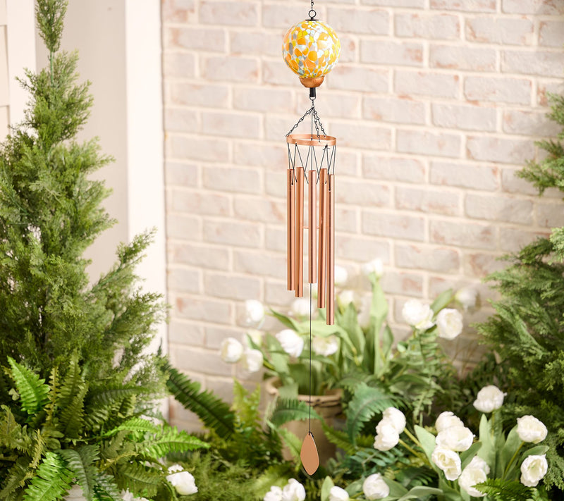 "As Is" Garden Reflections 30" Windchime with Art Glass Sphere — View 7
