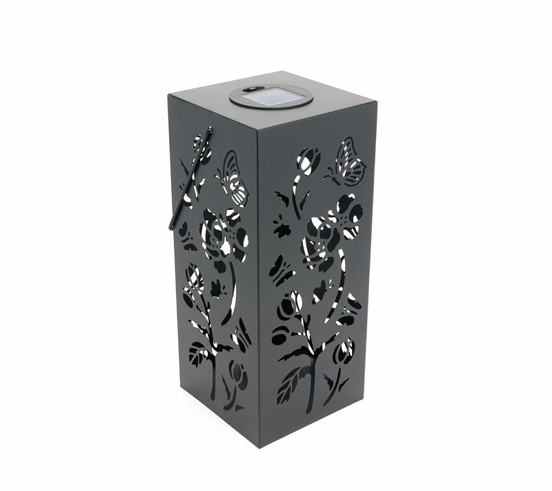 Garden Reflections Single Solar Lantern with Floral Design — View 5