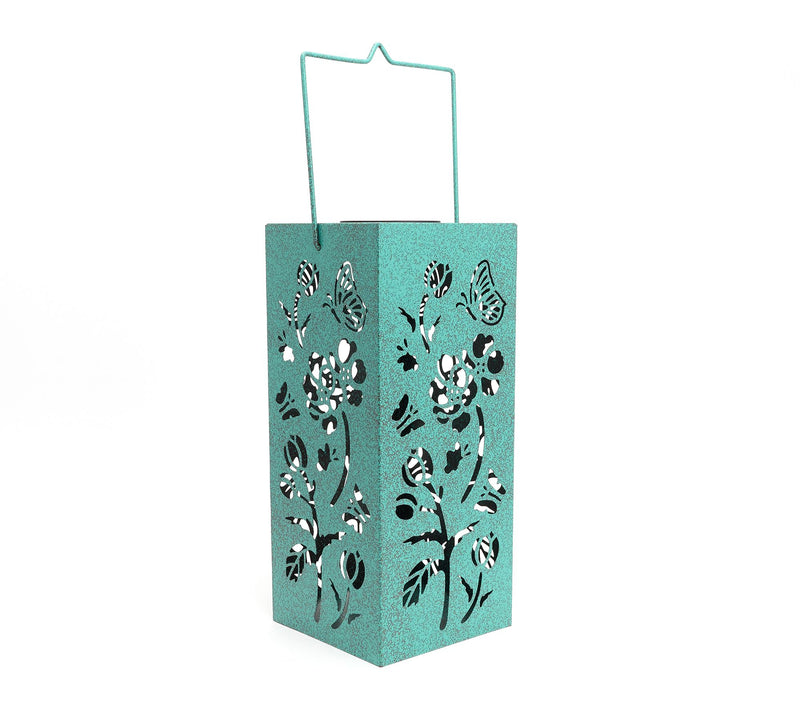 Garden Reflections Single Solar Lantern with Floral Design — View 2