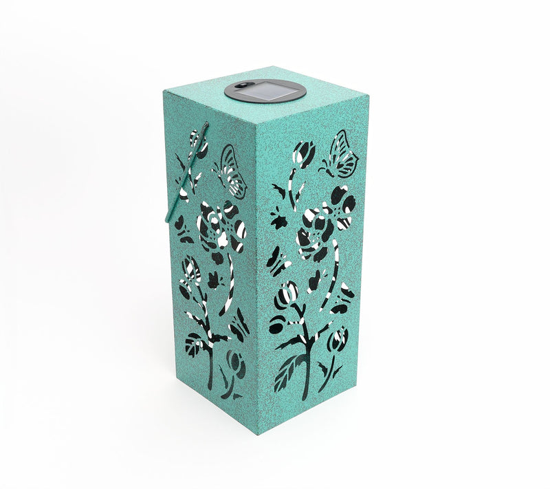 Garden Reflections Single Solar Lantern with Floral Design — View 6