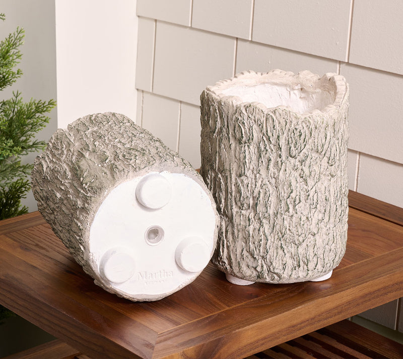 Martha Stewart Set of 2 9" Faux Bois Planters — View 3