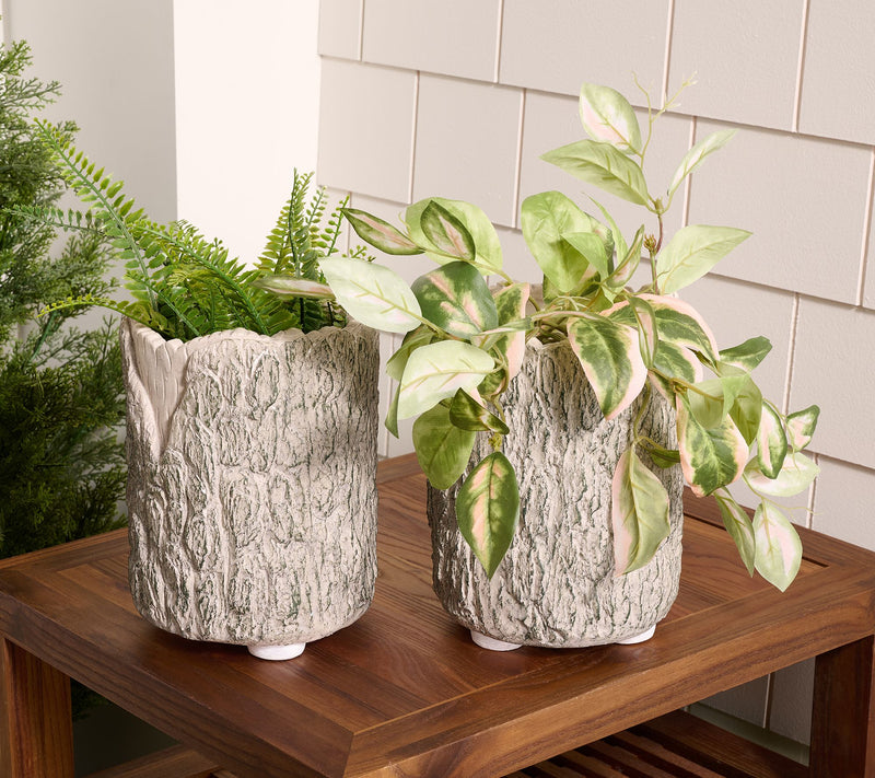 Martha Stewart Set of 2 9" Faux Bois Planters — Main view
