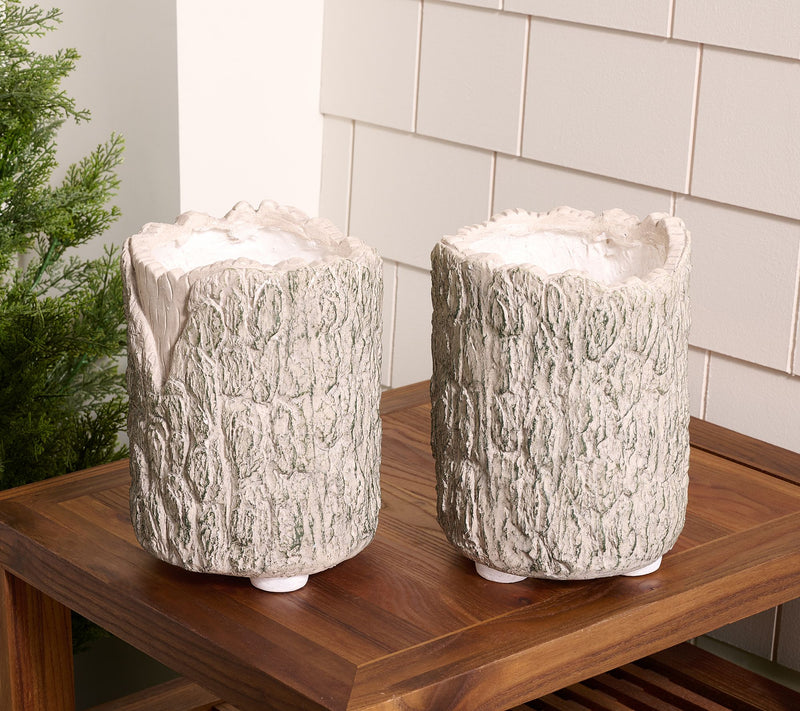 Martha Stewart Set of 2 9" Faux Bois Planters — View 2