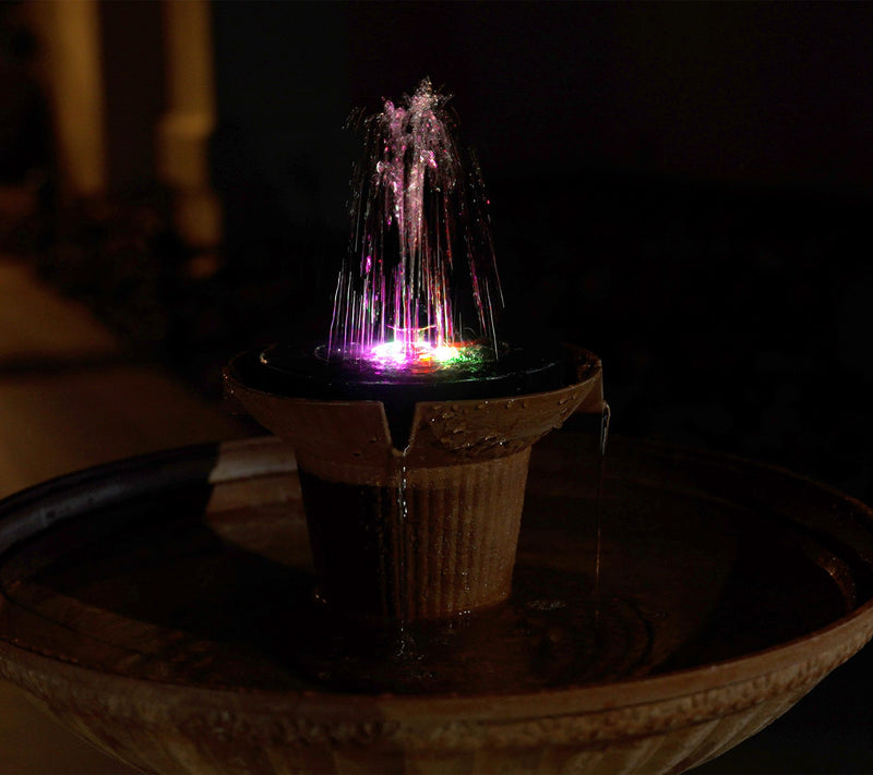 Bernini 28" Firmastone Ventosa Solar LED Illuminated 6-in-1 Fountain — View 12