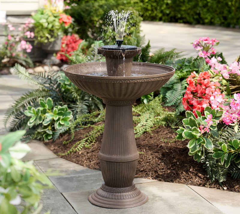 Bernini 28" Firmastone Ventosa Solar LED Illuminated 6-in-1 Fountain — View 18