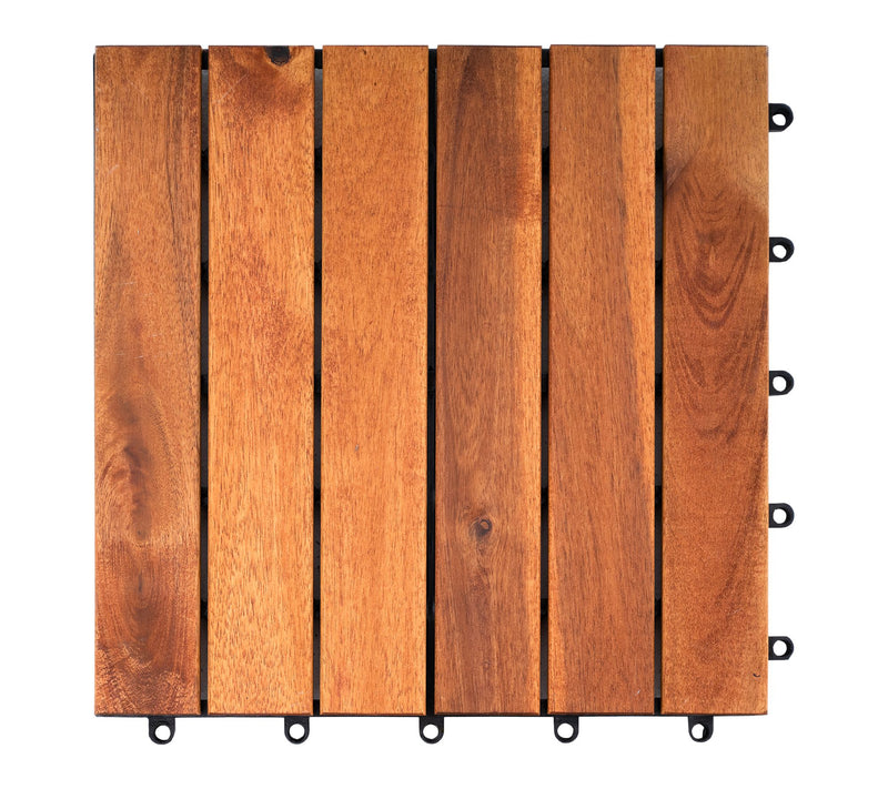 Bliss 20-Piece Solid Acacia Wood Interlocking Decking Tiles — View 2