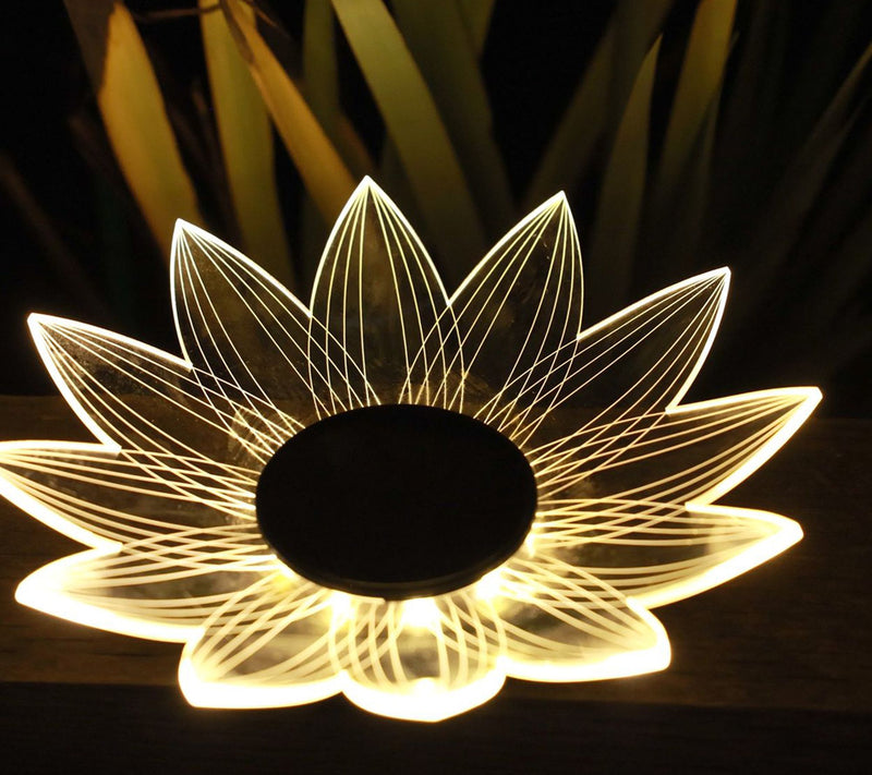 Jennings Set of 3 XL Acrylic Flower White Light Solar Lights — View 4
