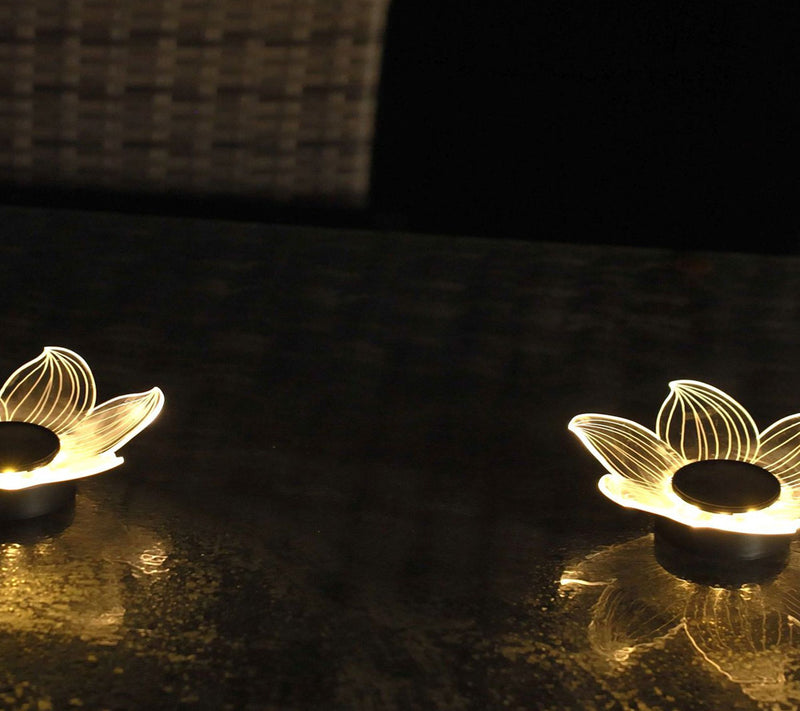 Jennings Set of 3 XL Acrylic Flower White Light Solar Lights — View 3
